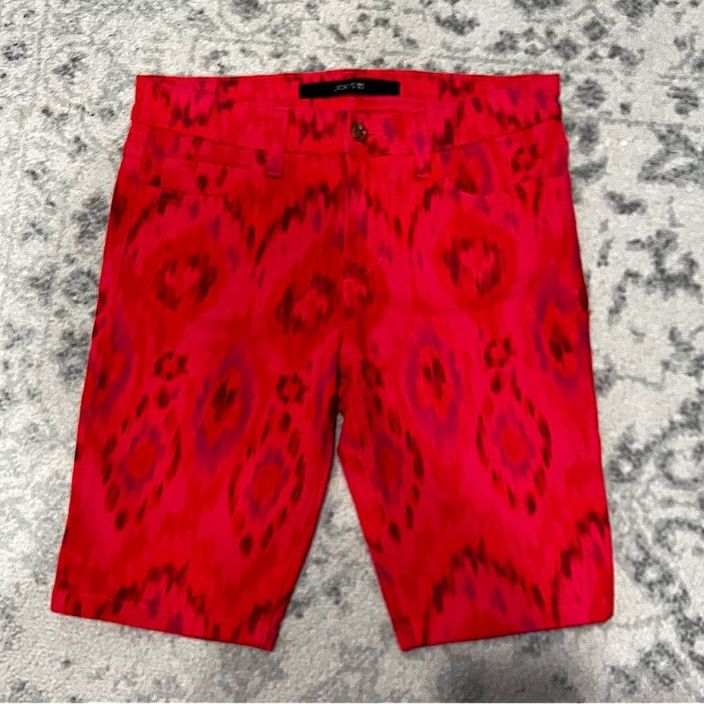 Joe’s Jeans Red Ikat Print High Water Bermuda Shorts Size 27